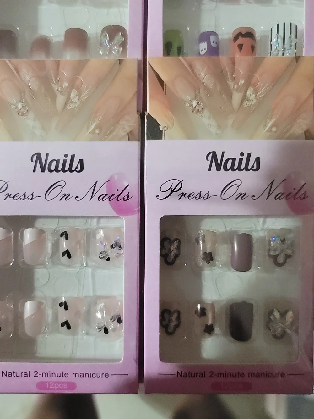 Assorted Press-On Nail Sets — Neutrals, Greens, Pinks & Accent Designs